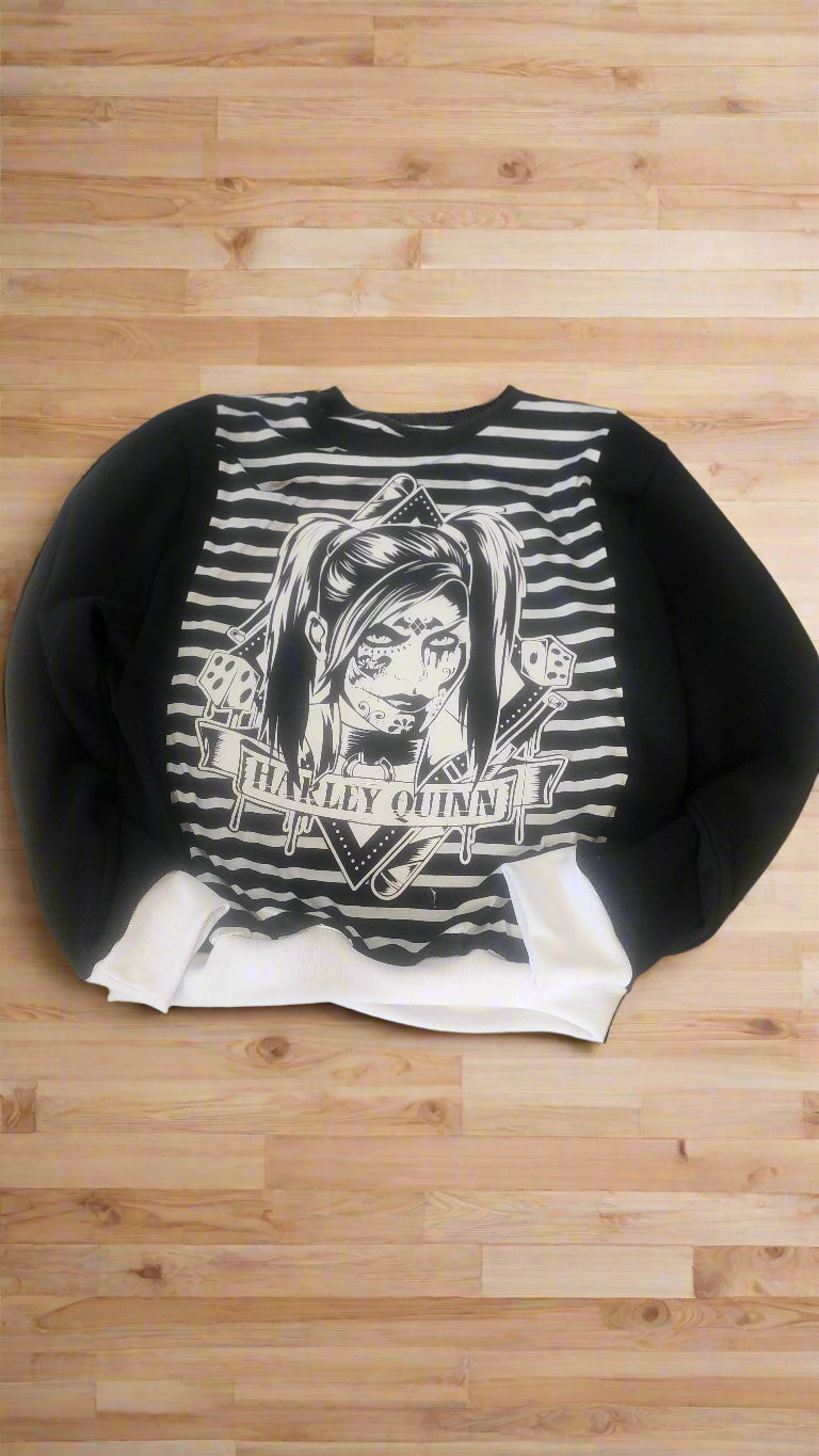 One-of-a-Kind Upcycled Jumper – Harley Quinn Graphic