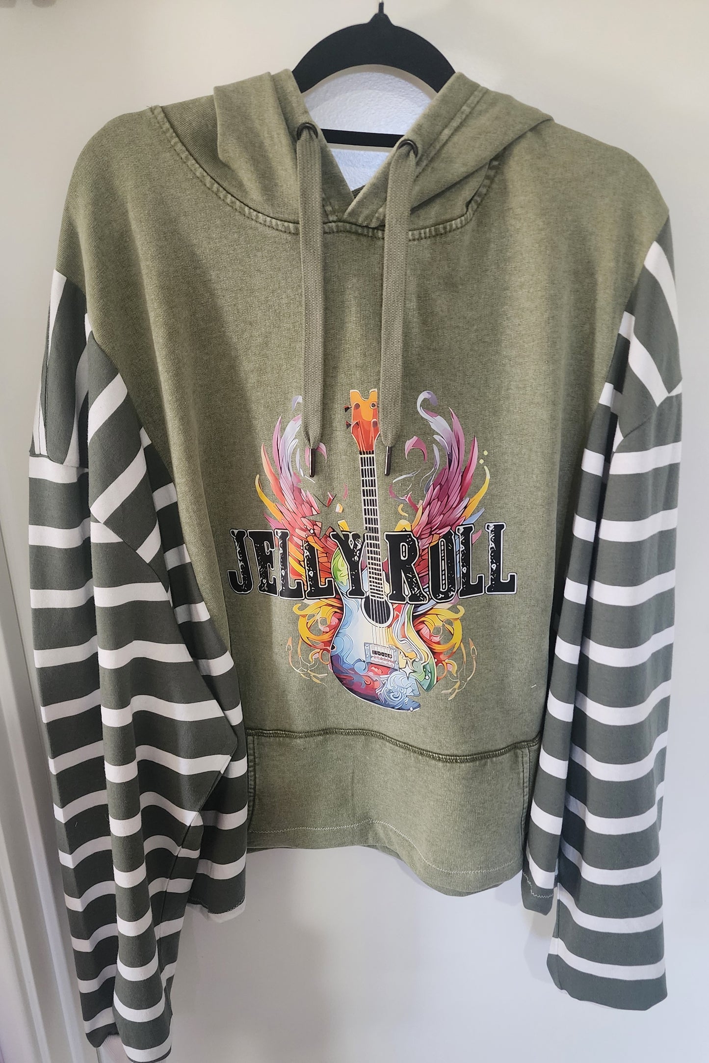 Handmade Upcycled Hoodie | Music Graphic | Concert Clothing | Guitar | Country Festival Attire | Long Sleeved Jumper | Plus Size Clothing