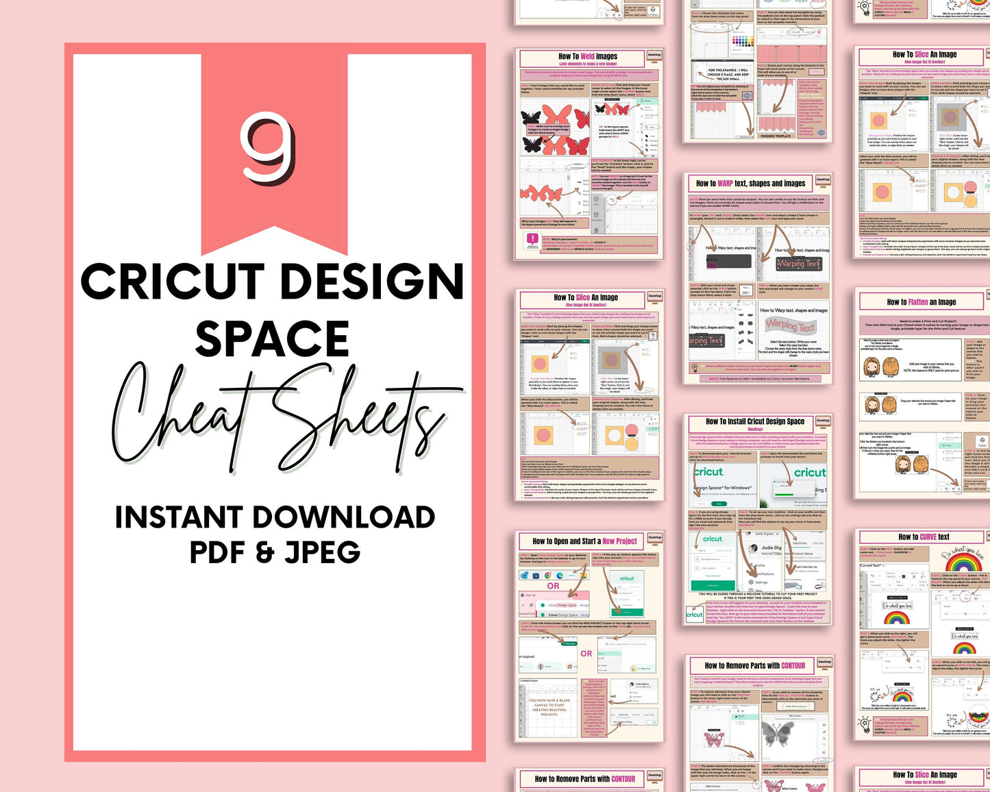 Cricut Cheat Sheets | Instant Download | Cricut Design Space |