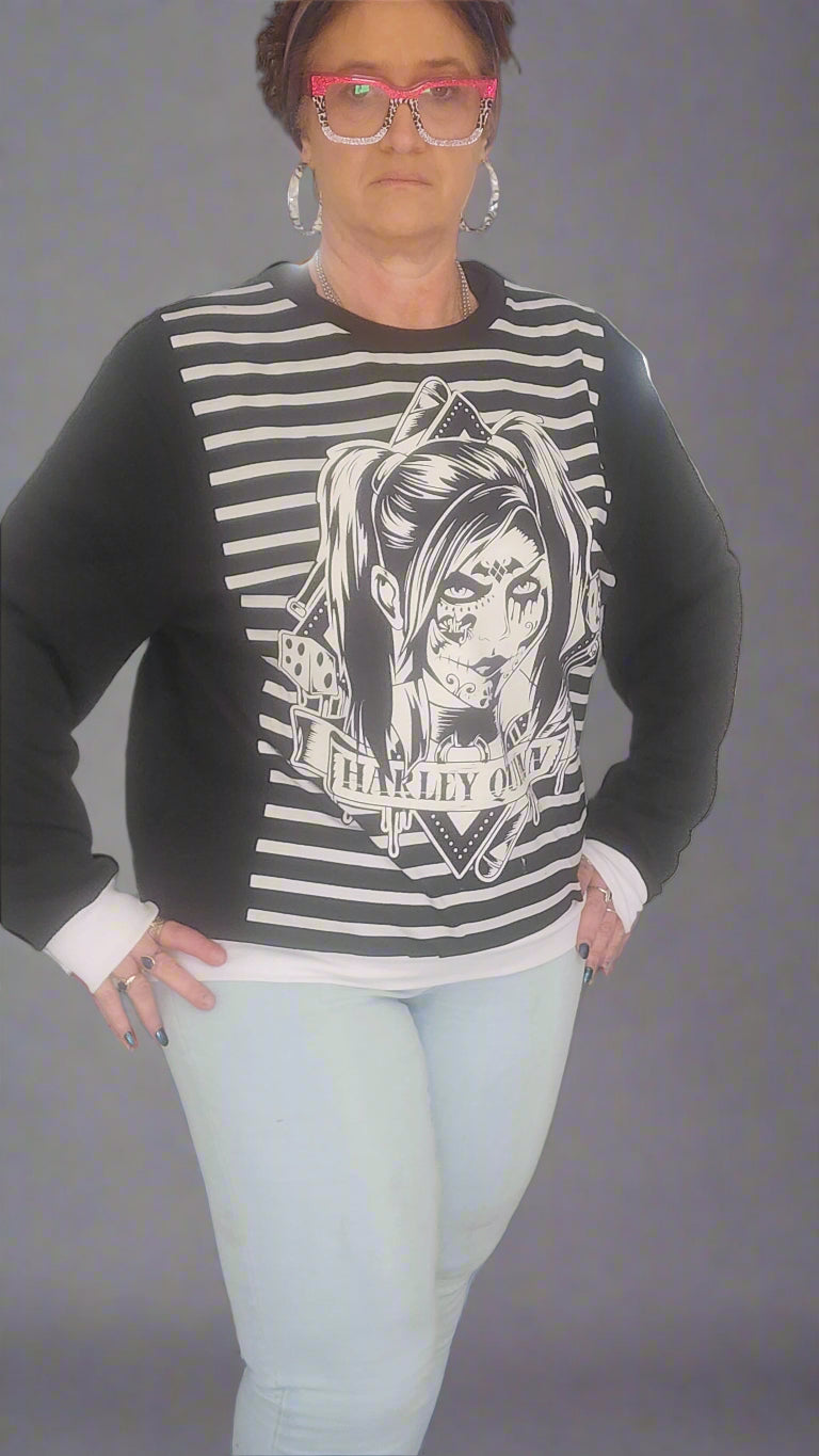 One-of-a-Kind Upcycled Jumper – Harley Quinn Graphic