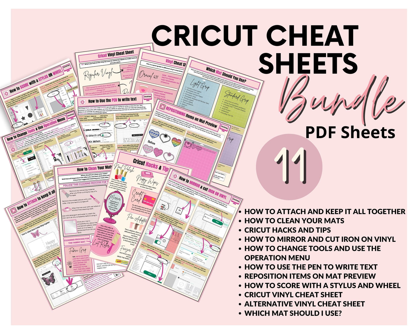 CRICUT CHEAT SHEETS | iNSTANT DOWNLOAD | CRICUT DESIGN SPACE