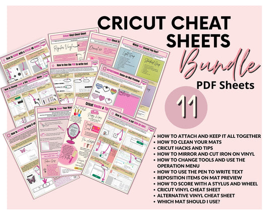CRICUT CHEAT SHEETS | iNSTANT DOWNLOAD | CRICUT DESIGN SPACE