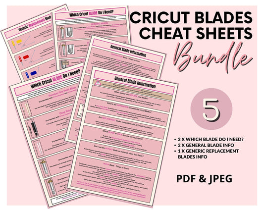 Cricut Blades Cheat Sheet Bundle: Beginner's Guide (PDF, JPEG)